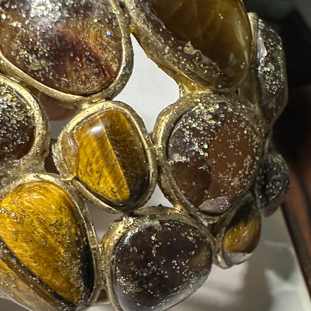 Tiger’s Eye Multi-Stone Statement Cuff Bracelet -… - image 8